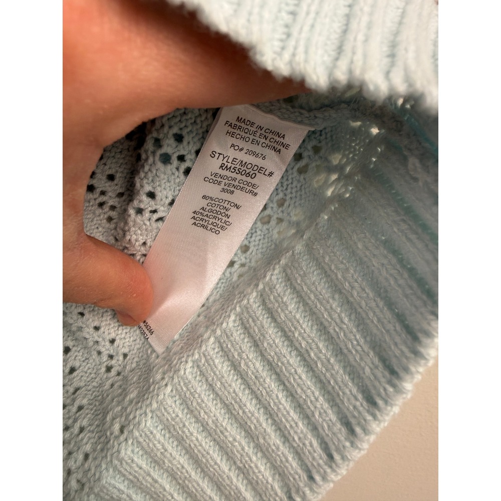 Splendid Light Blue Crochet Knit Sweater Vest Crew Neck Women's Size Small - Picture 4 of 5